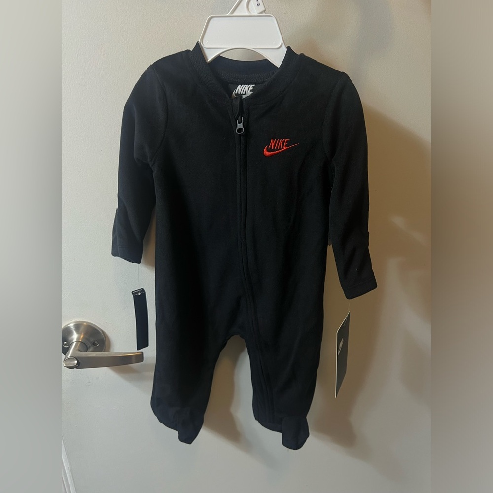 Nike Black Zipper Onesie Footie 3M